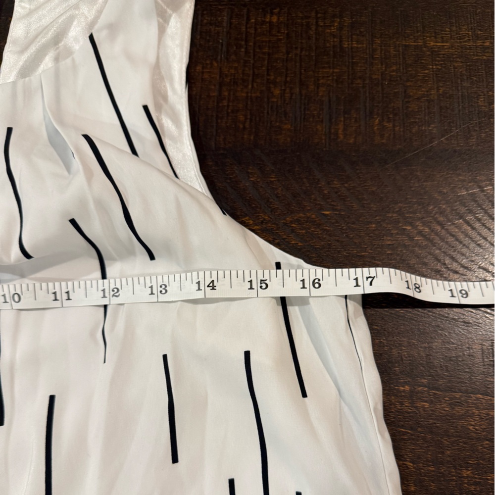 Alfani White Black Abstract Stripe Sleeveless Shift Dress Size 2 - Picture 6 of 11